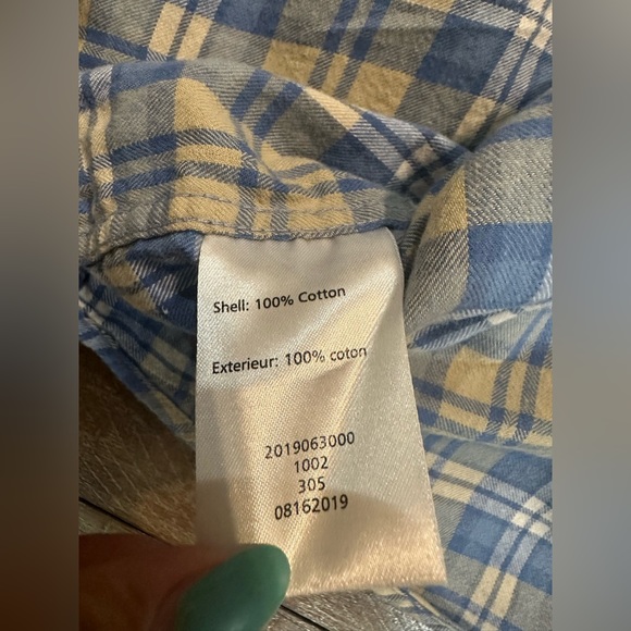 Venado Men’s Flannel Blue Plaid Button Down Shirt Long Sleeve 100% Cotton Large - Picture 7 of 15